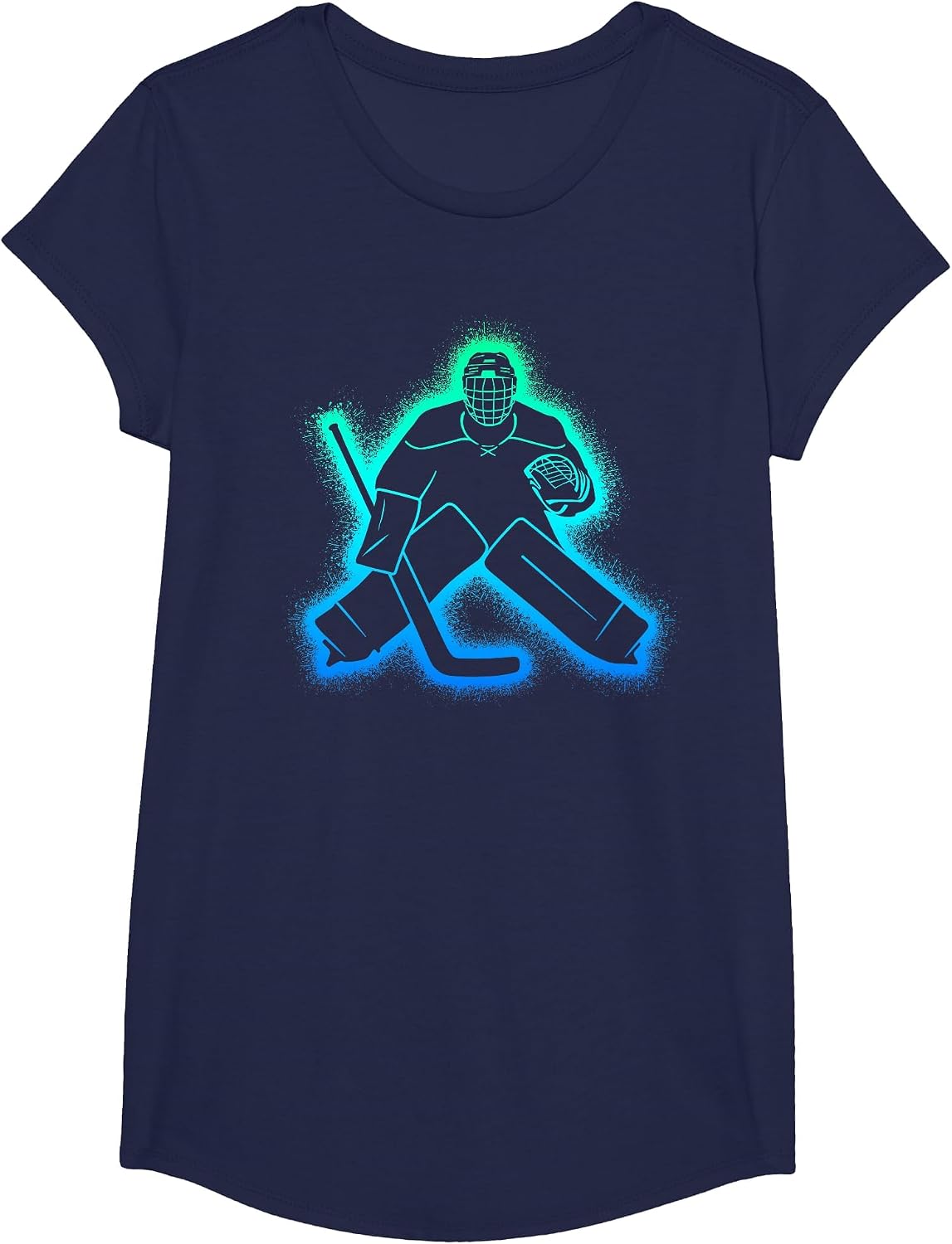 Hockey Player Goalkeeper Kids Men Boys Ice Hockey Goalie T-Shirt - Girls Navy Blue