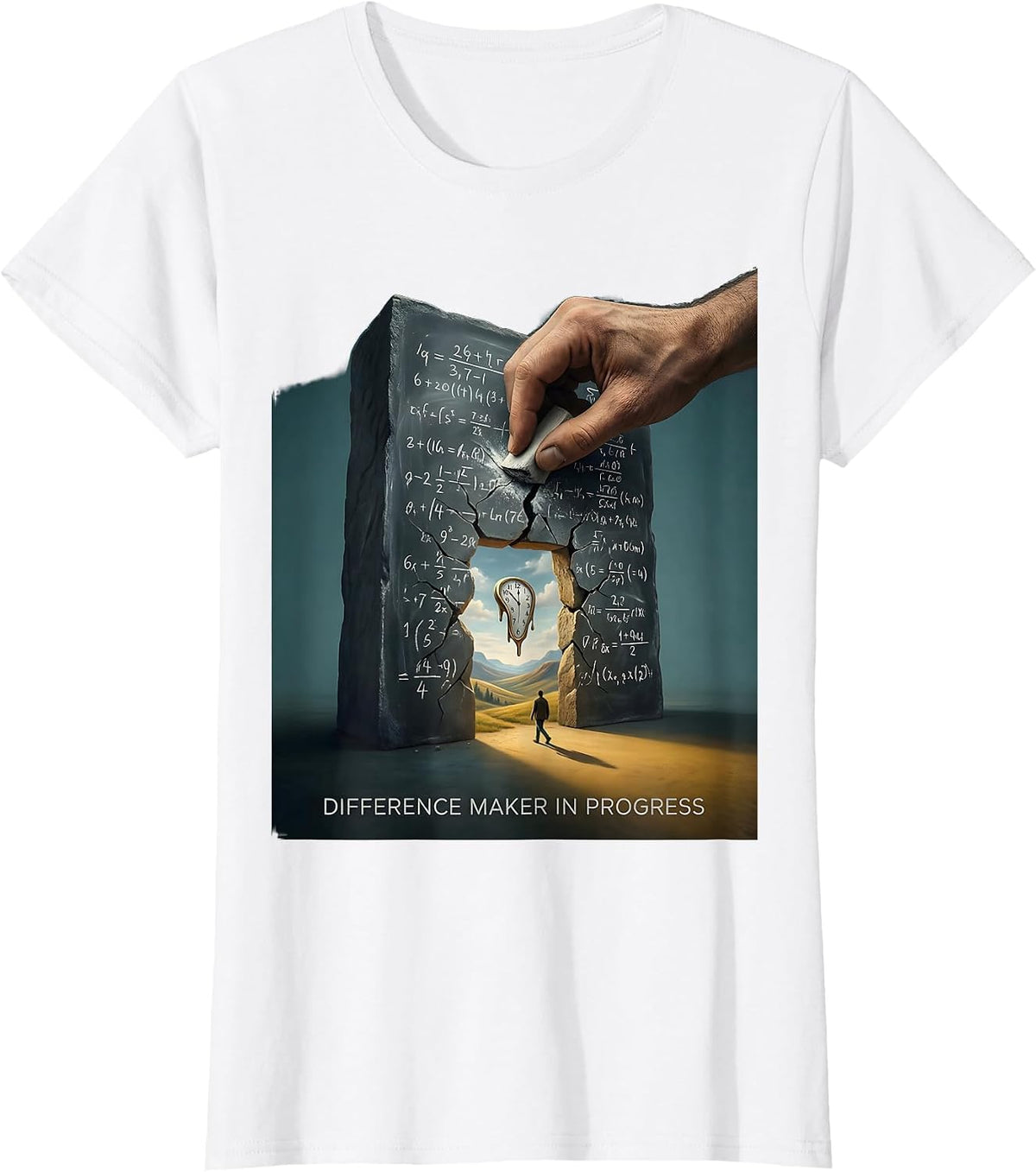 Difference Maker In Progress Subtraction Design T-Shirt - White