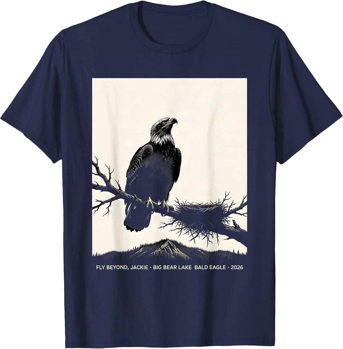 Fly Beyond, Jackie Big Bear Lake Bald Eagle Memorial T-Shirt - Navy Blue