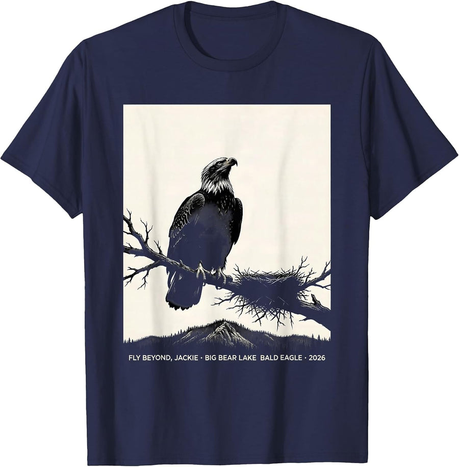 Fly Beyond, Jackie Big Bear Lake Bald Eagle Memorial T-Shirt - Navy Blue