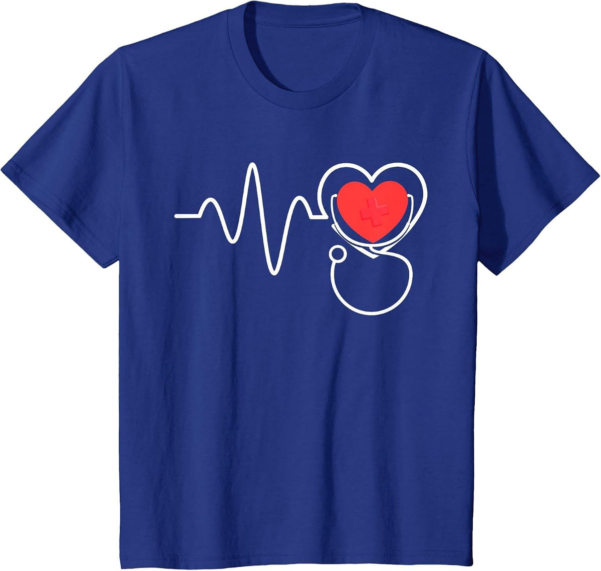 Nursing Stethoscope Heartbeat Nurse T-Shirt Tee for Nurses Men Women - Royal Blue