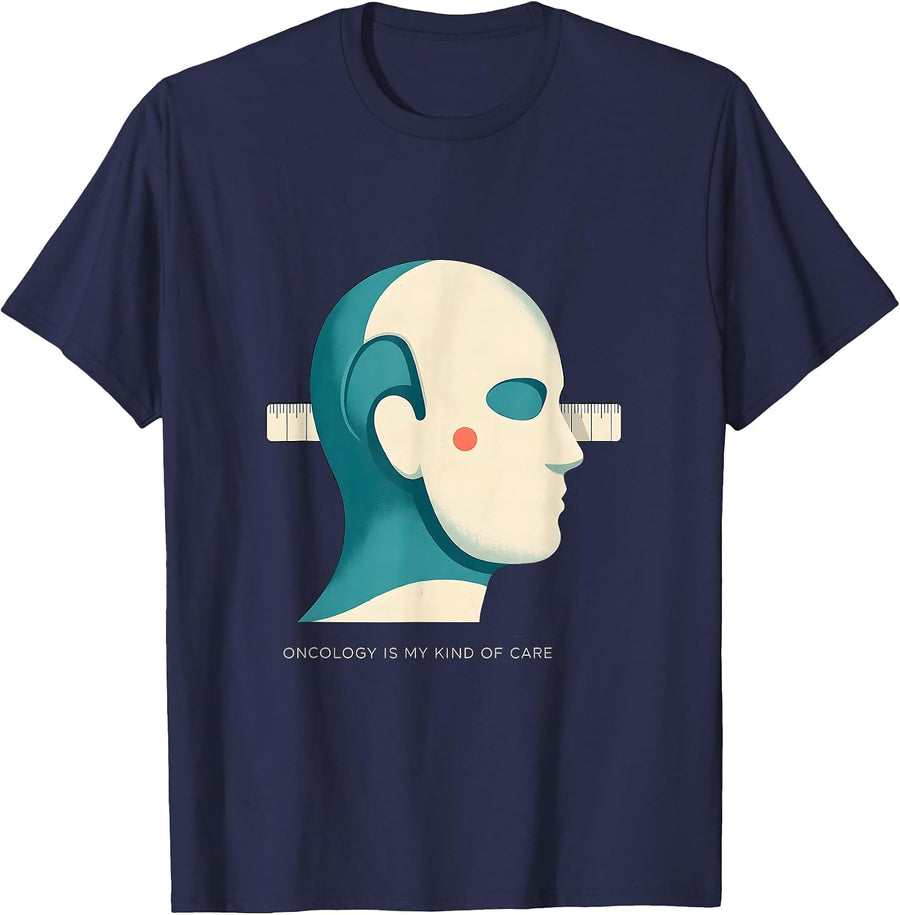 Oncology Is My Kind of Care Midcentury Modern Nurse T-Shirt - Navy Blue