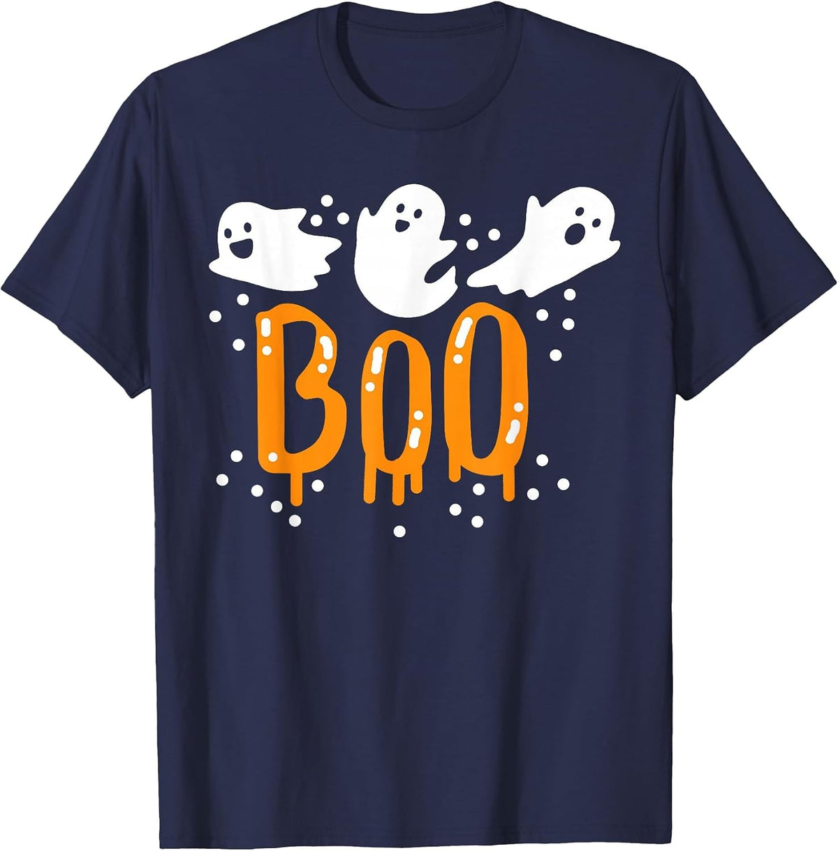 Halloween Ghost Boo Cute T-Shirt - Navy Blue
