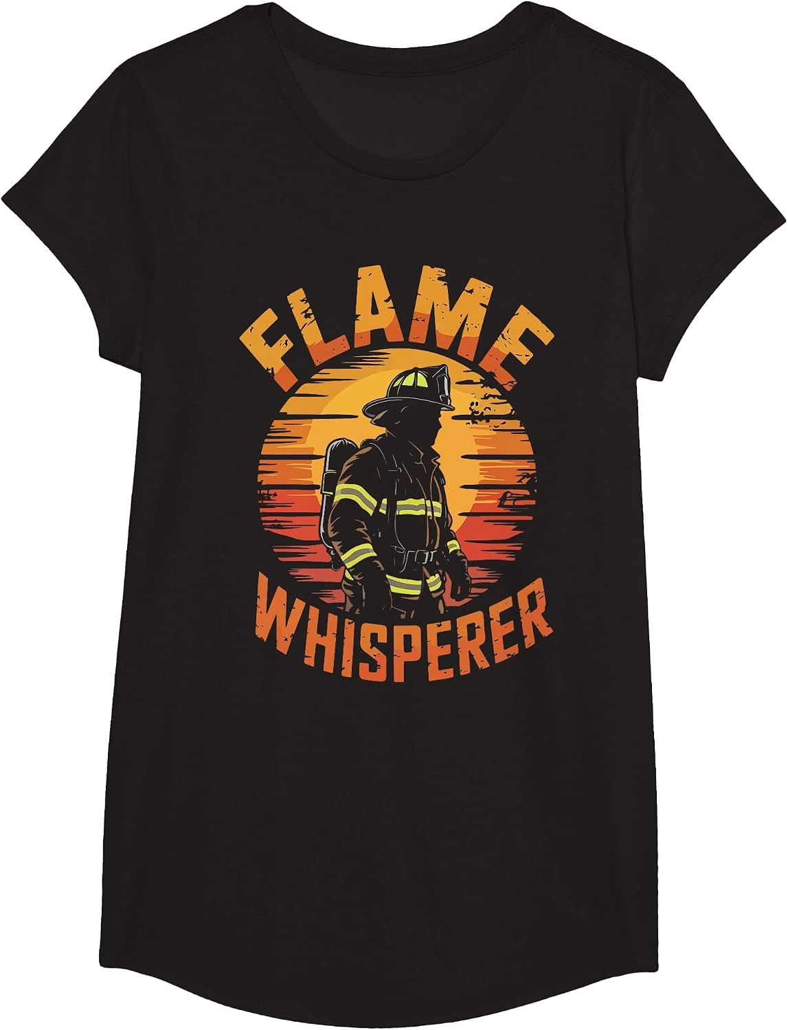 Flame Whisperer Fireman Firefighter Volunteer Fire T-Shirt - Girls Black