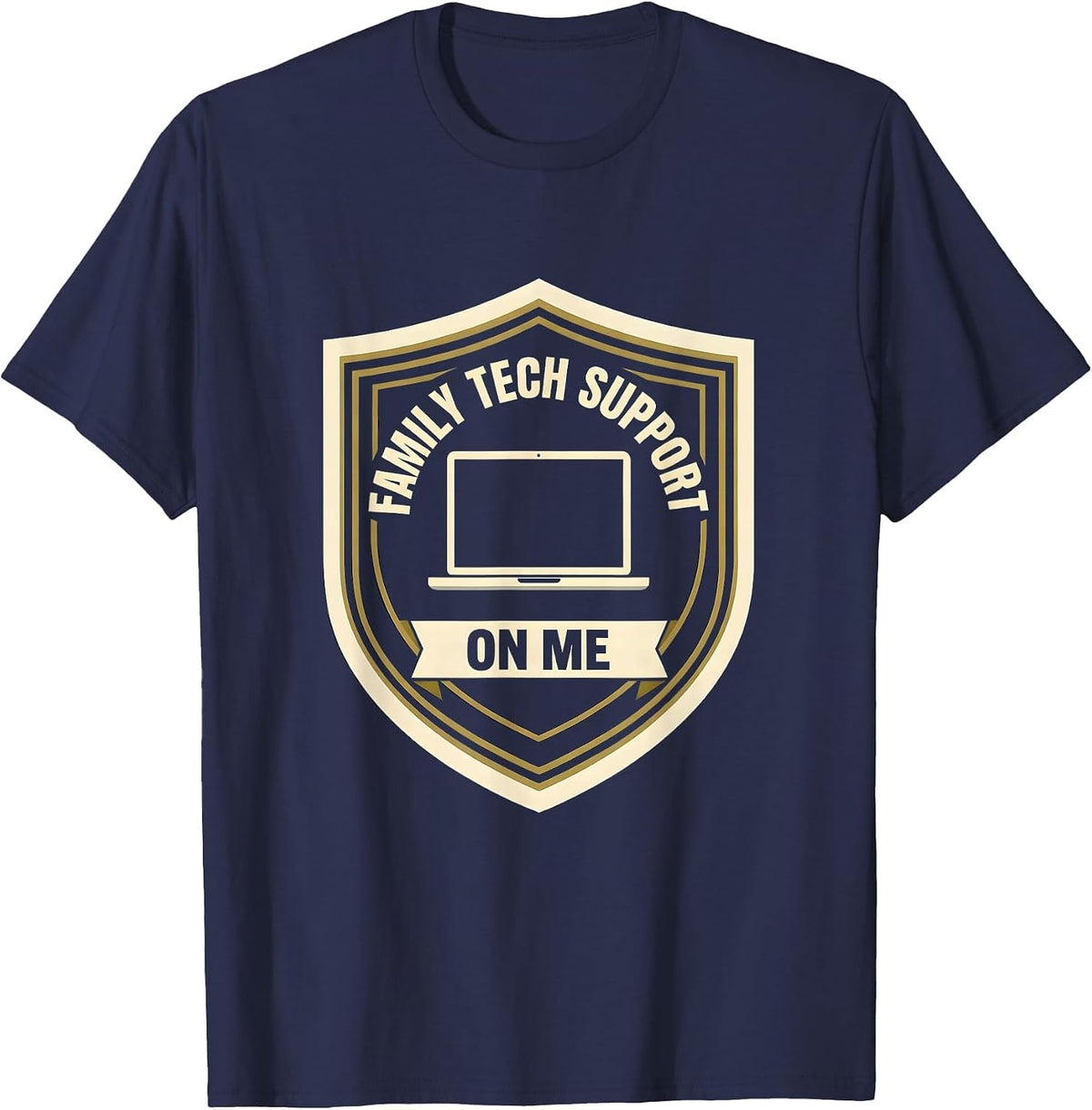 Men's Family Tech Support On Me Funny IT Humor Tech Engineer Gift T-Shirt - Navy Blue