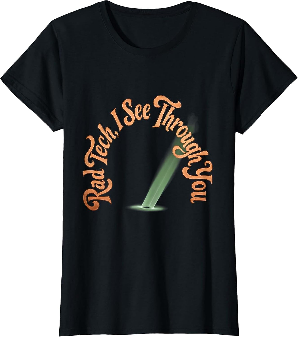 Rad Tech, I See Through You Boho Typography Radiology Tech T-Shirt - Black