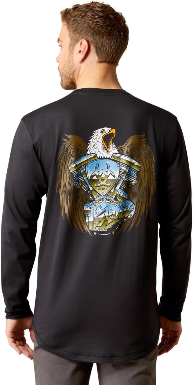 Ariat Men's Rebar Workman Chrome Moto Eagle T-Shirt - Black