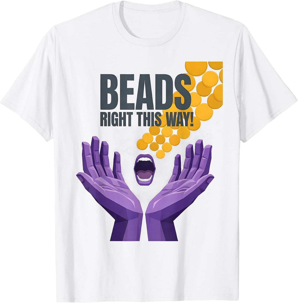 Men's Beads, Right This Way Funny Mardi Gras Carnival Party T-Shirt - White