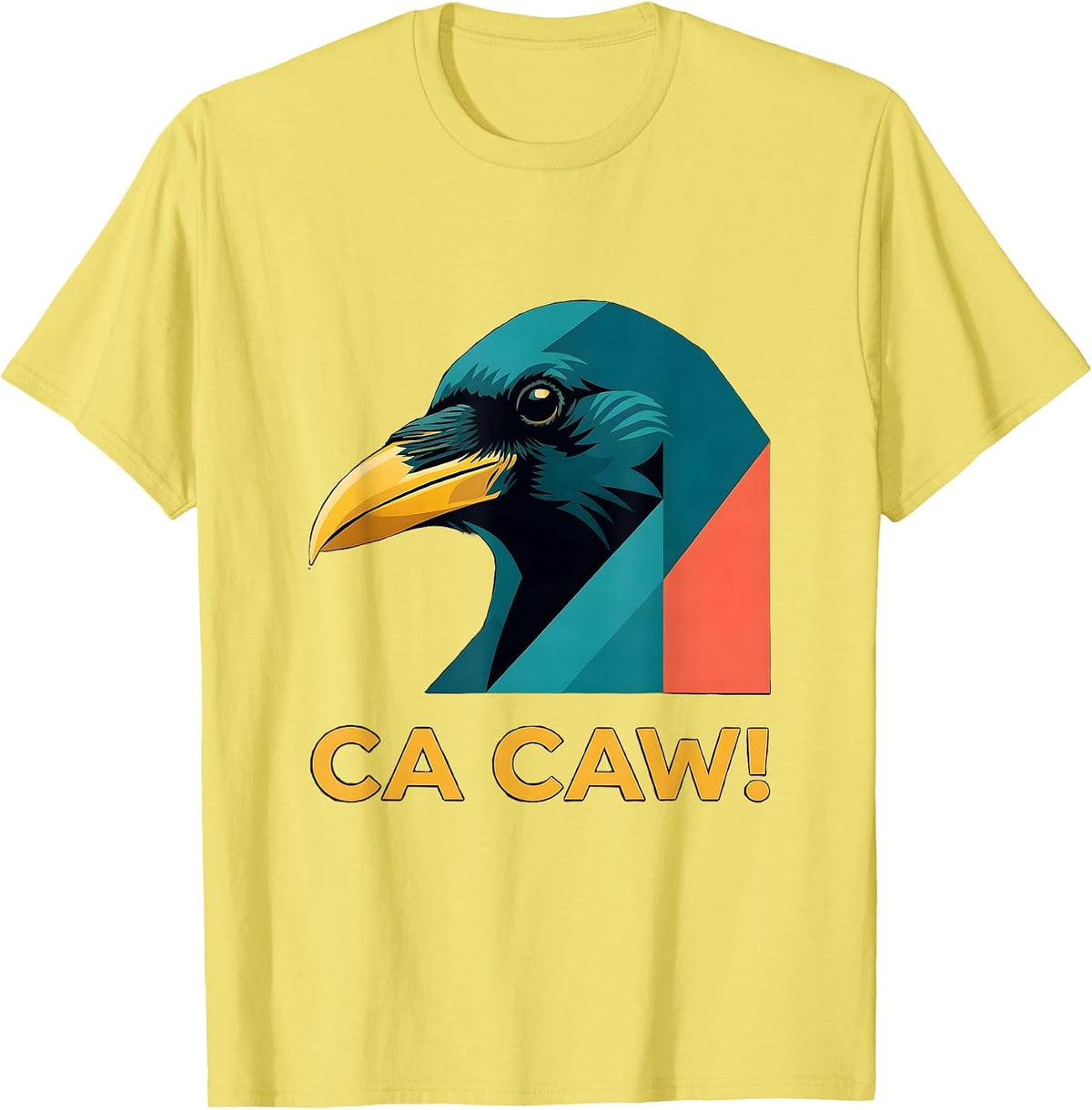 Men's Ca Caw! Funny Crow Humor Dark Bird Pun Gothic Halloween T-Shirt - Lemon Yellow