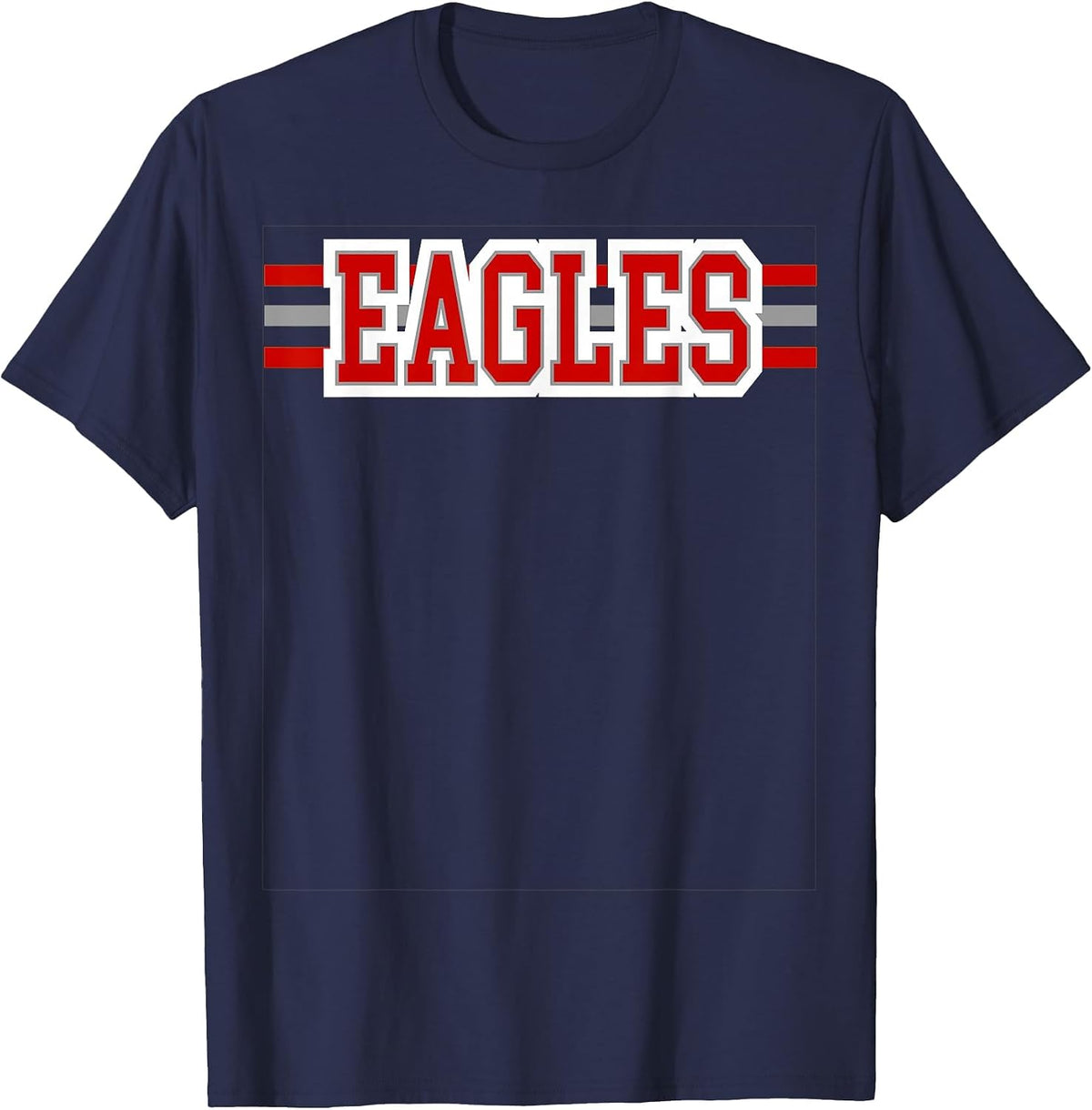 Eagles Red White School Spirit T-Shirt - Navy Blue