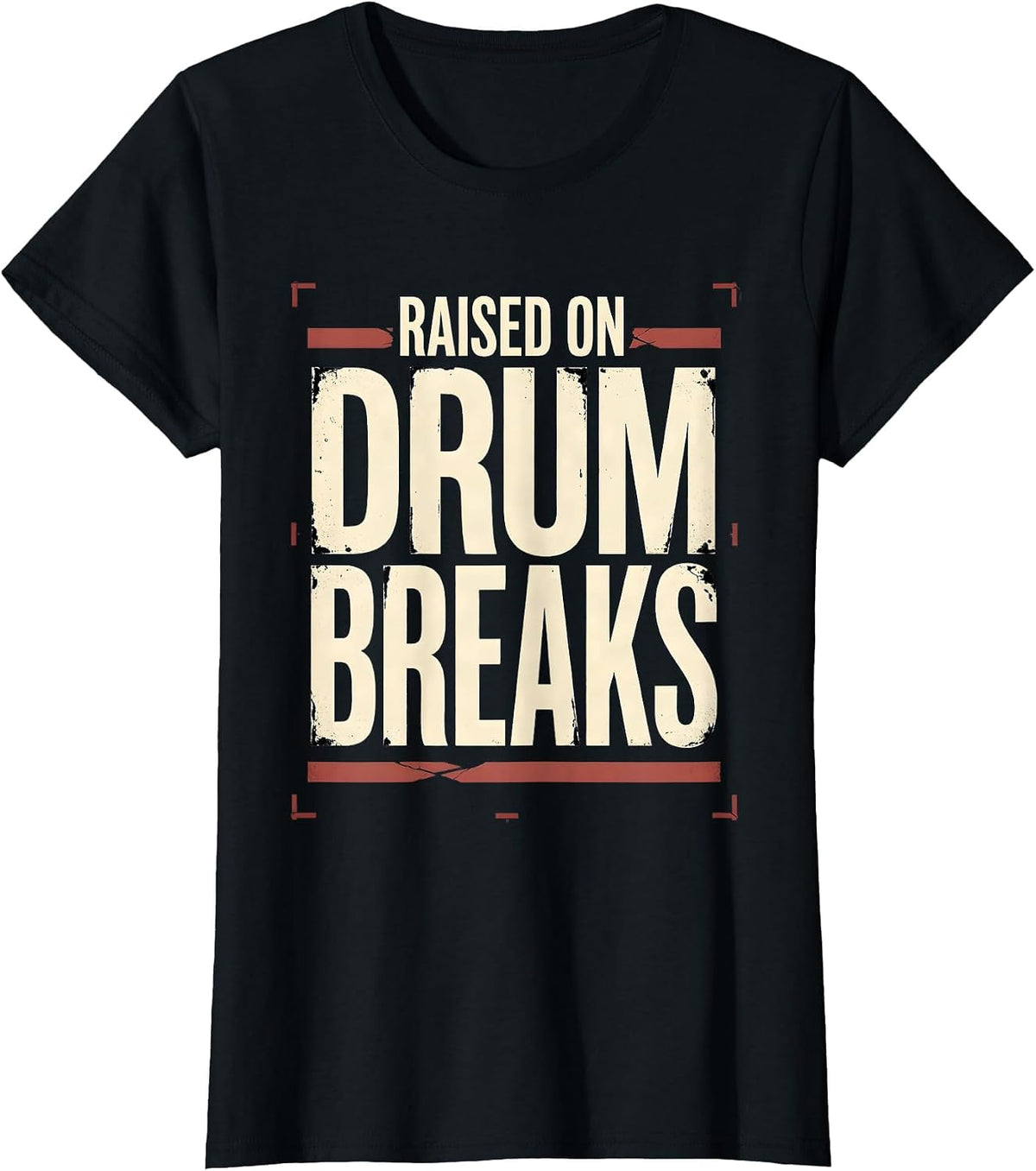 Raised On Drum Breaks Vintage 90s Hip-Hop Rap Lyric T-Shirt - Black