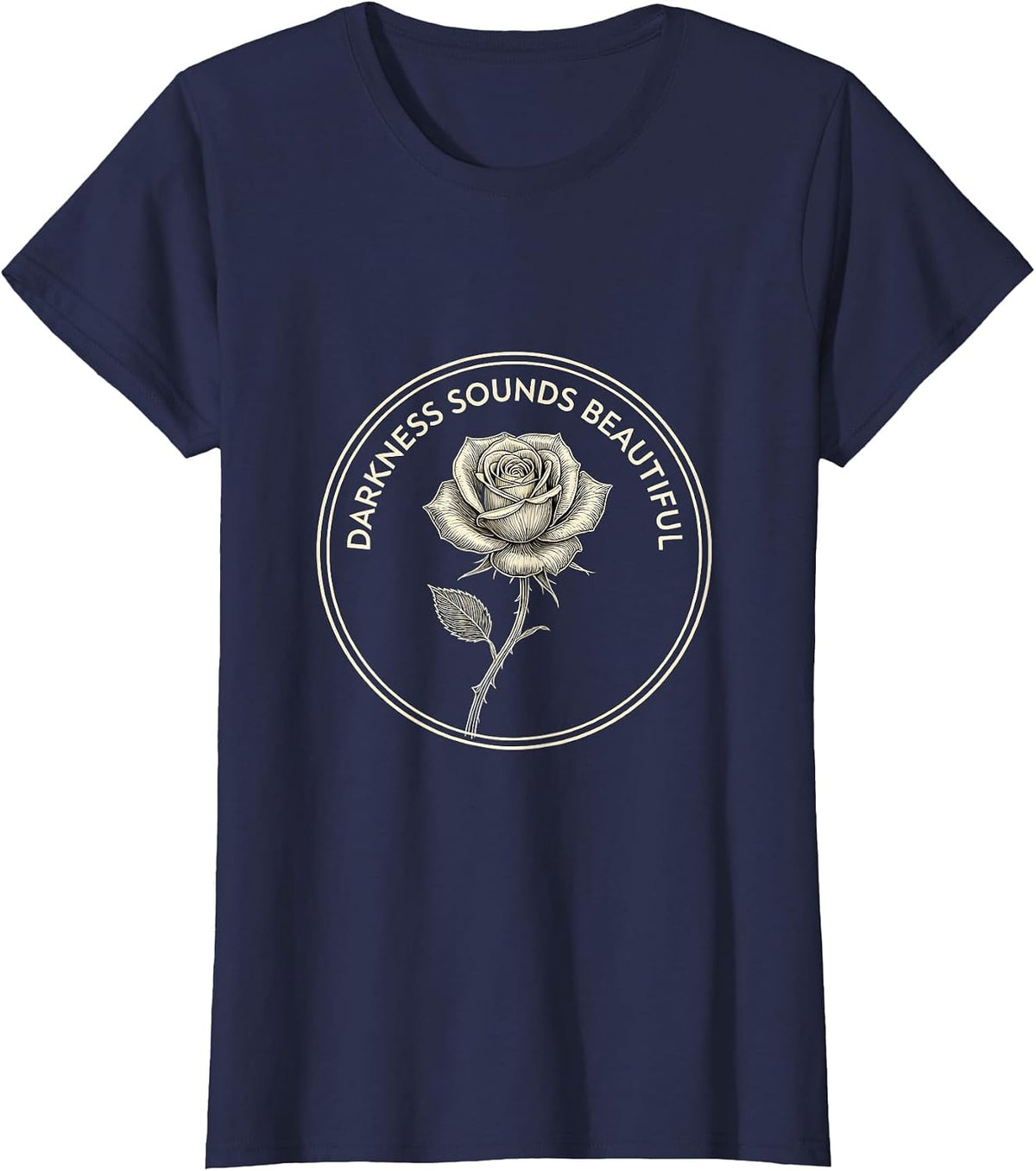 Women's Darkness Sounds Beautiful Heavy Metal Design T-Shirt - Navy Blue