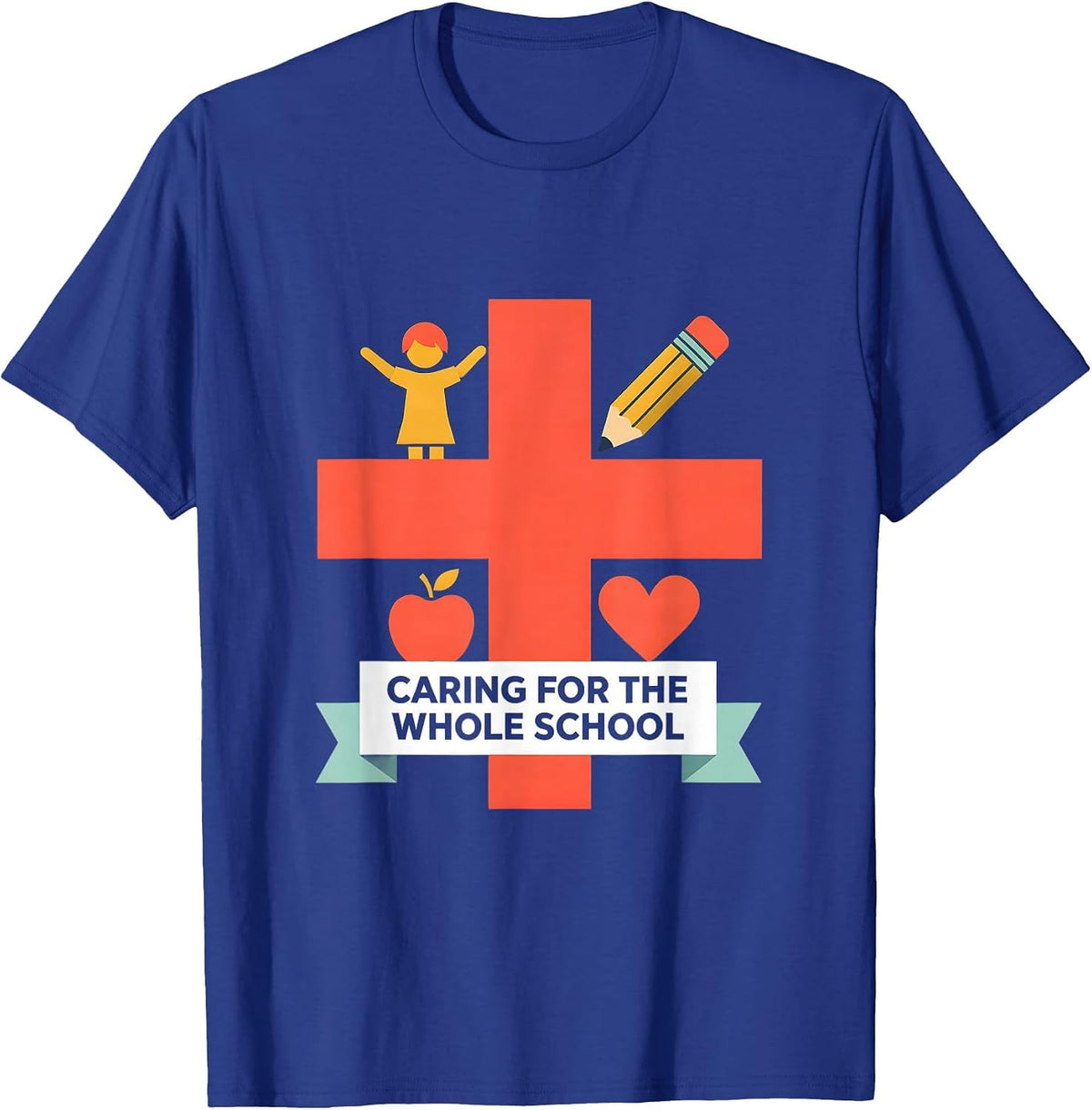 Men's Caring for the Whole School Nurse Design T-Shirt - Royal Blue