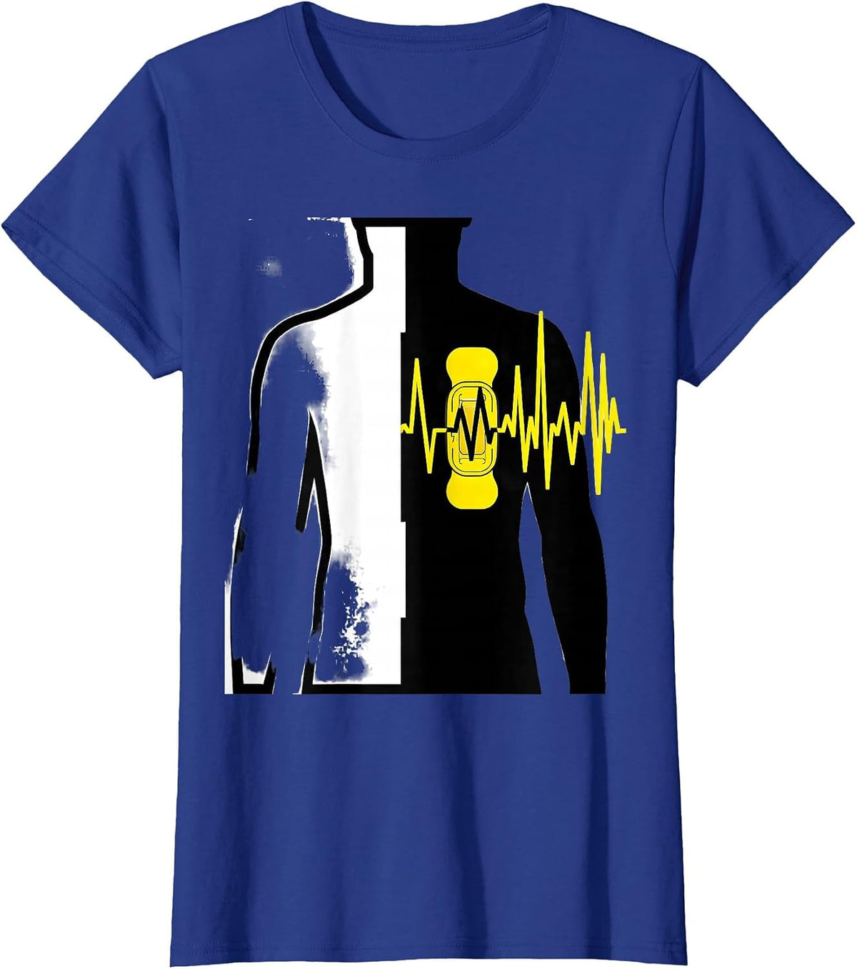 Women's Defib Pad Torso Stencil EMT Paramedic Humor T-Shirt - Royal Blue