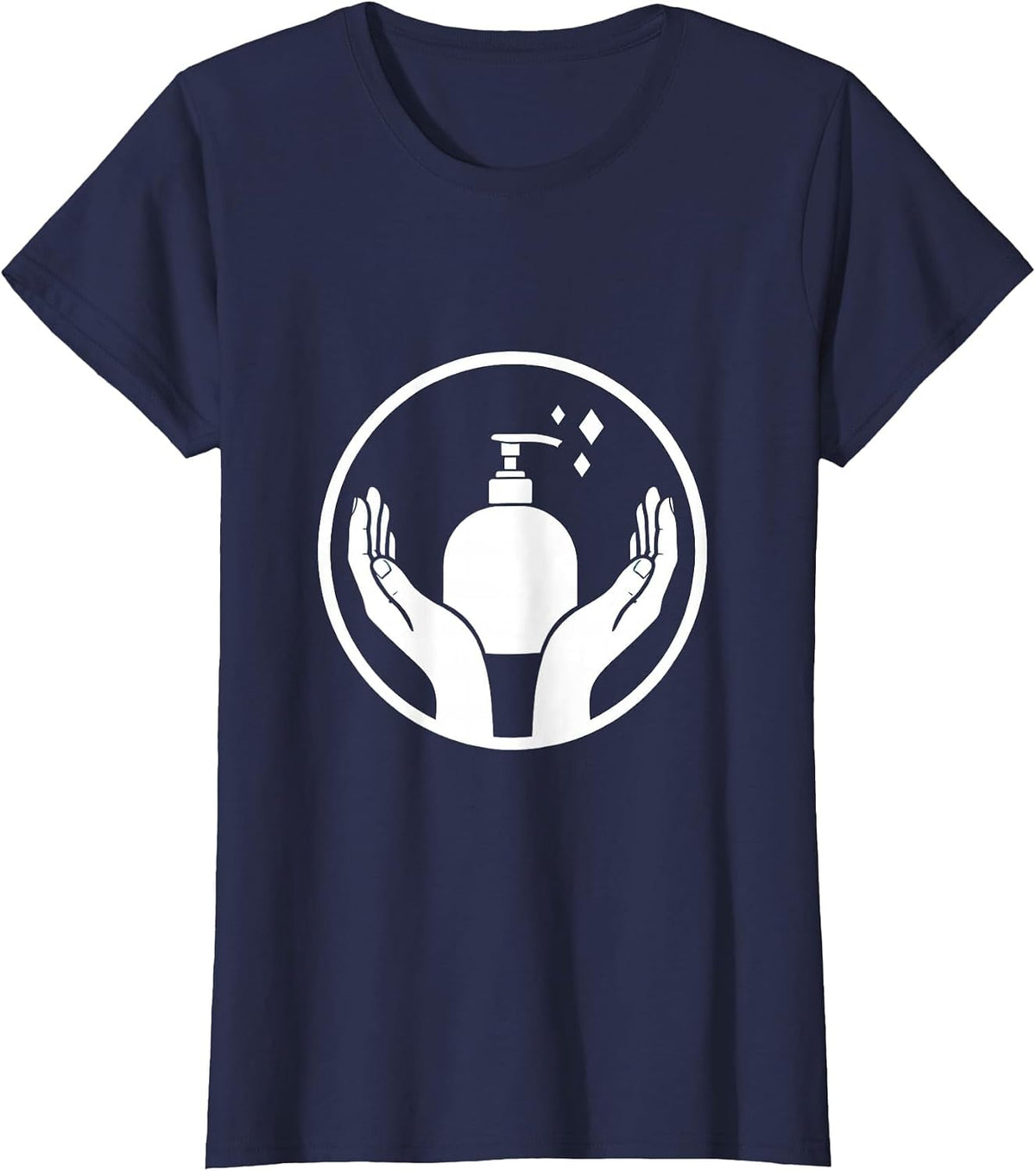 Women's School Nurse Hand Sanitizer Graphic Design T-Shirt - Navy Blue
