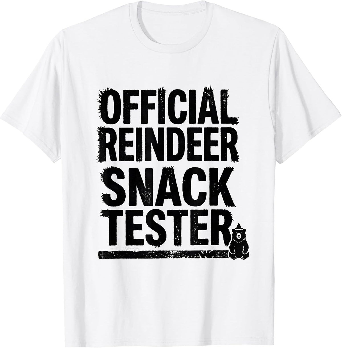 Men's Official Reindeer Snack Tester Funny Bear Christmas Humor T-Shirt - White