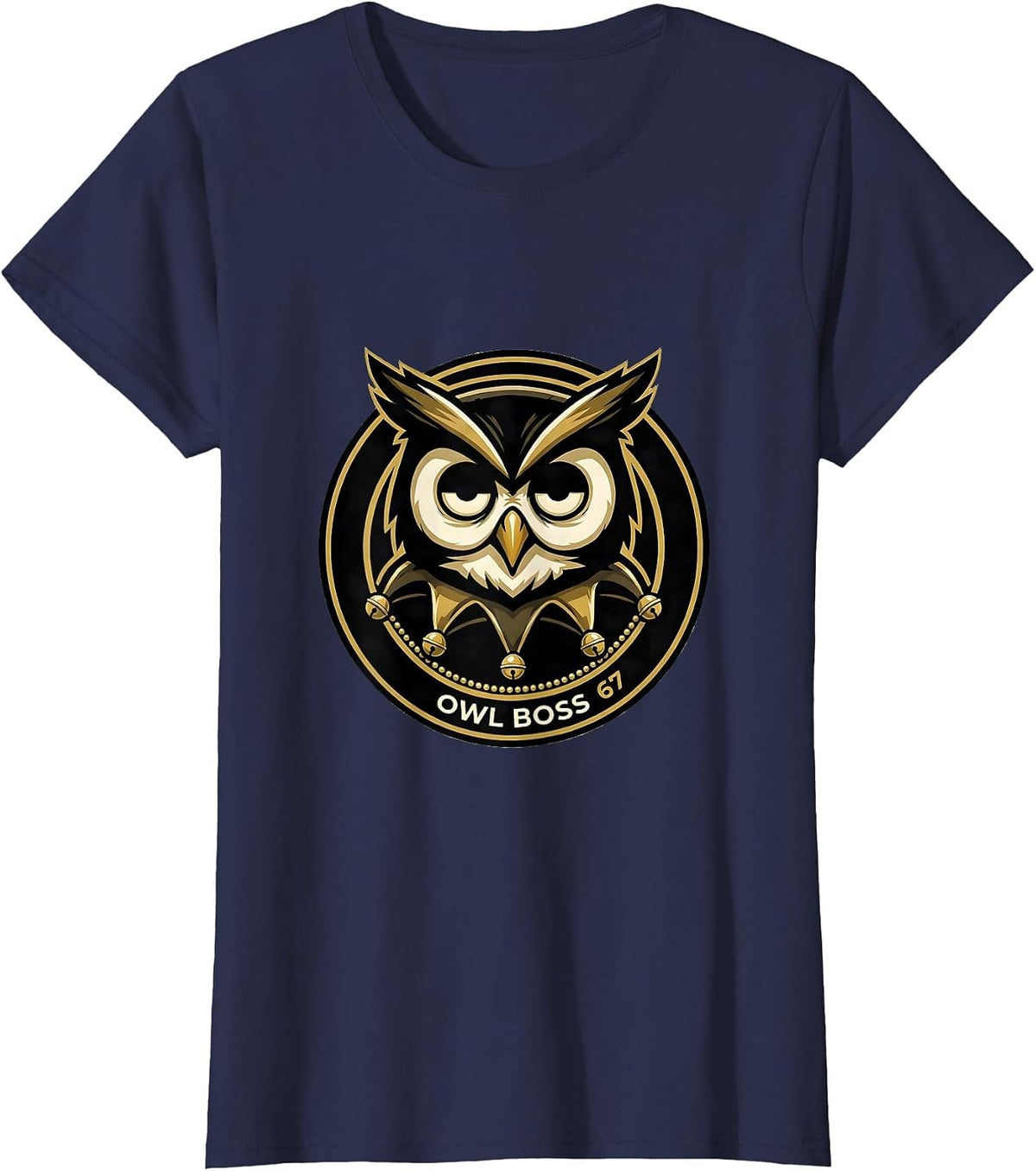 Women's Owl Boss 67 Meme Funny Mardi Gras Kids Carnival T-Shirt - Navy Blue