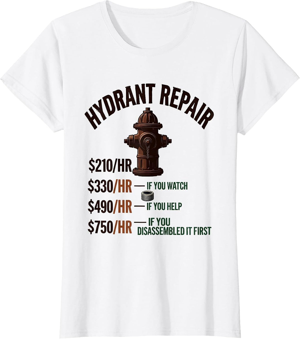 Hydrant Repair Funny Plumber Hourly Rate Vintage T-Shirt - White