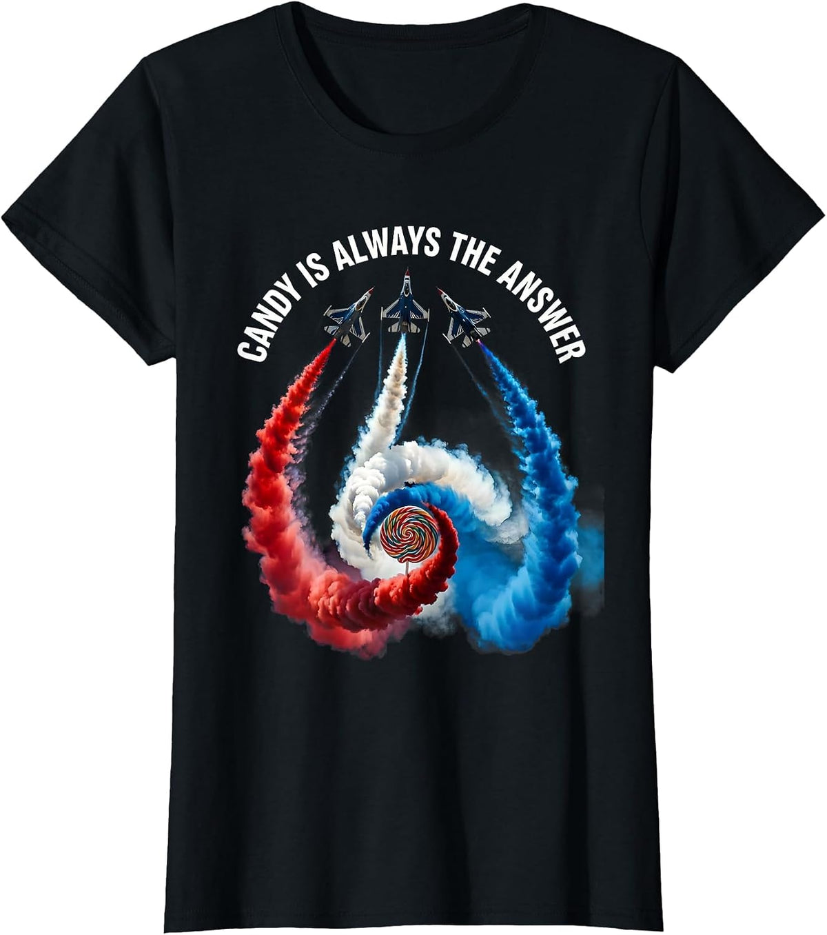Candy Is Always The Answer Sweet Tooth Design T-Shirt - Black