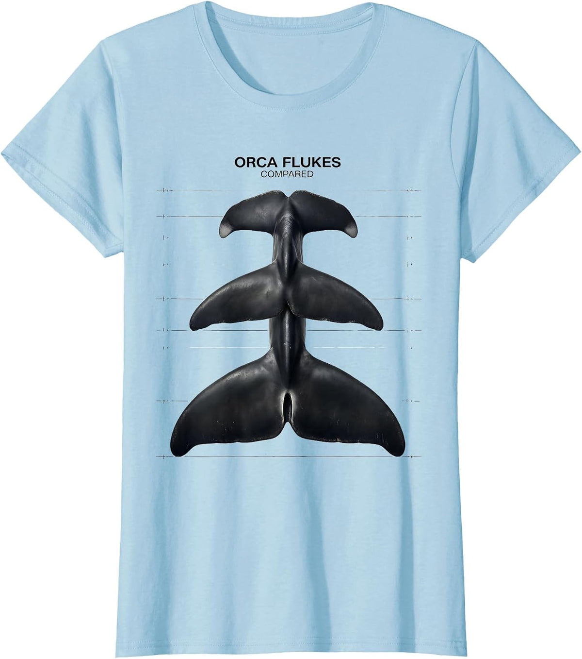 Orca Flukes Compared Funny Ocean Wildlife Marine Biology T-Shirt - Baby Blue