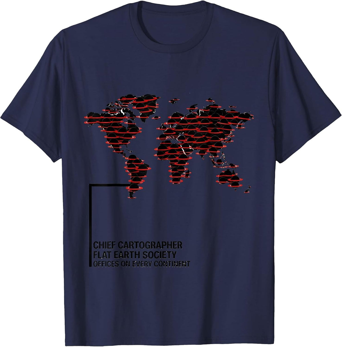 Men's Chief Cartographer Flat Earth Conspiracy Humor T-Shirt - Navy Blue