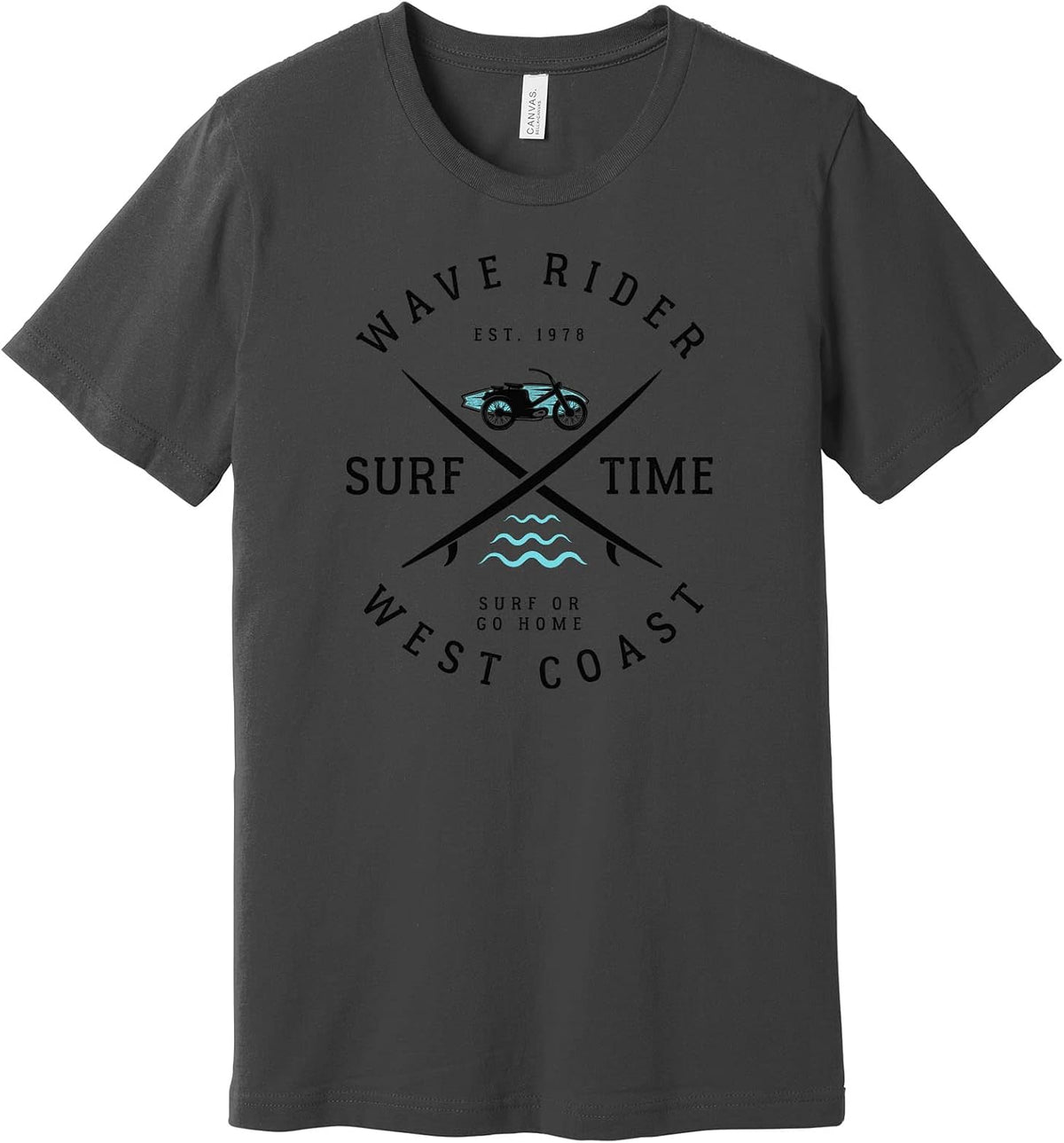 Wave Rider Surf Time West Coast T-Shirt - Charcoal