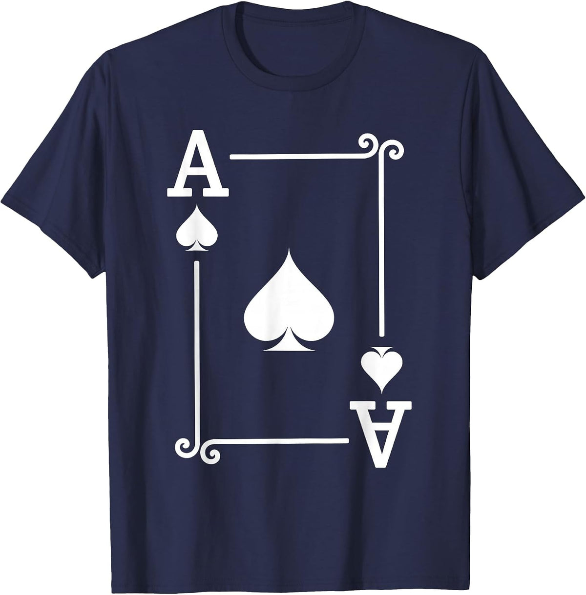 Playing Cards - Matching Spades Card Suits - Ace Card T-Shirt - Navy Blue