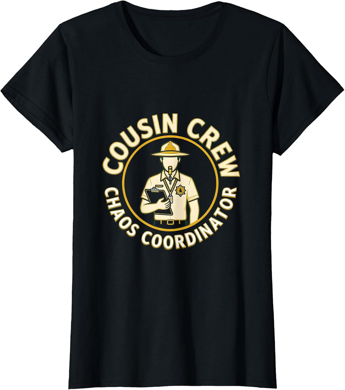 Cousin Crew Chaos Coordinator Camp Counselor Design T-Shirt - Black