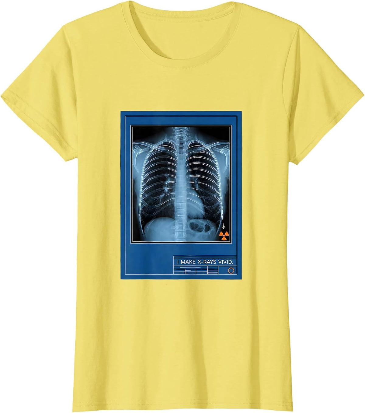 I Make X-Rays Vivid Technical Blueprint Radiology Tech Rad T-Shirt - Lemon Yellow