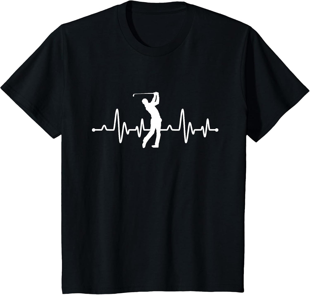 Heartbeat Golf Swing Golfing Golfer T-Shirt - Black