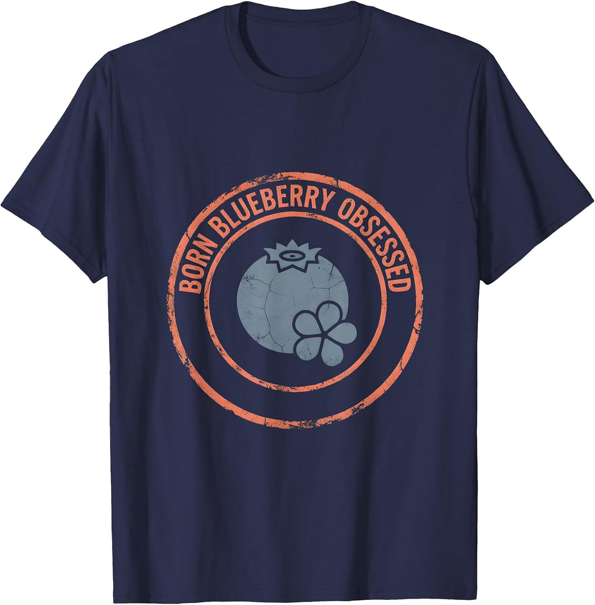 Men's Born Blueberry Obsessed Red White Blue Design T-Shirt - Navy Blue