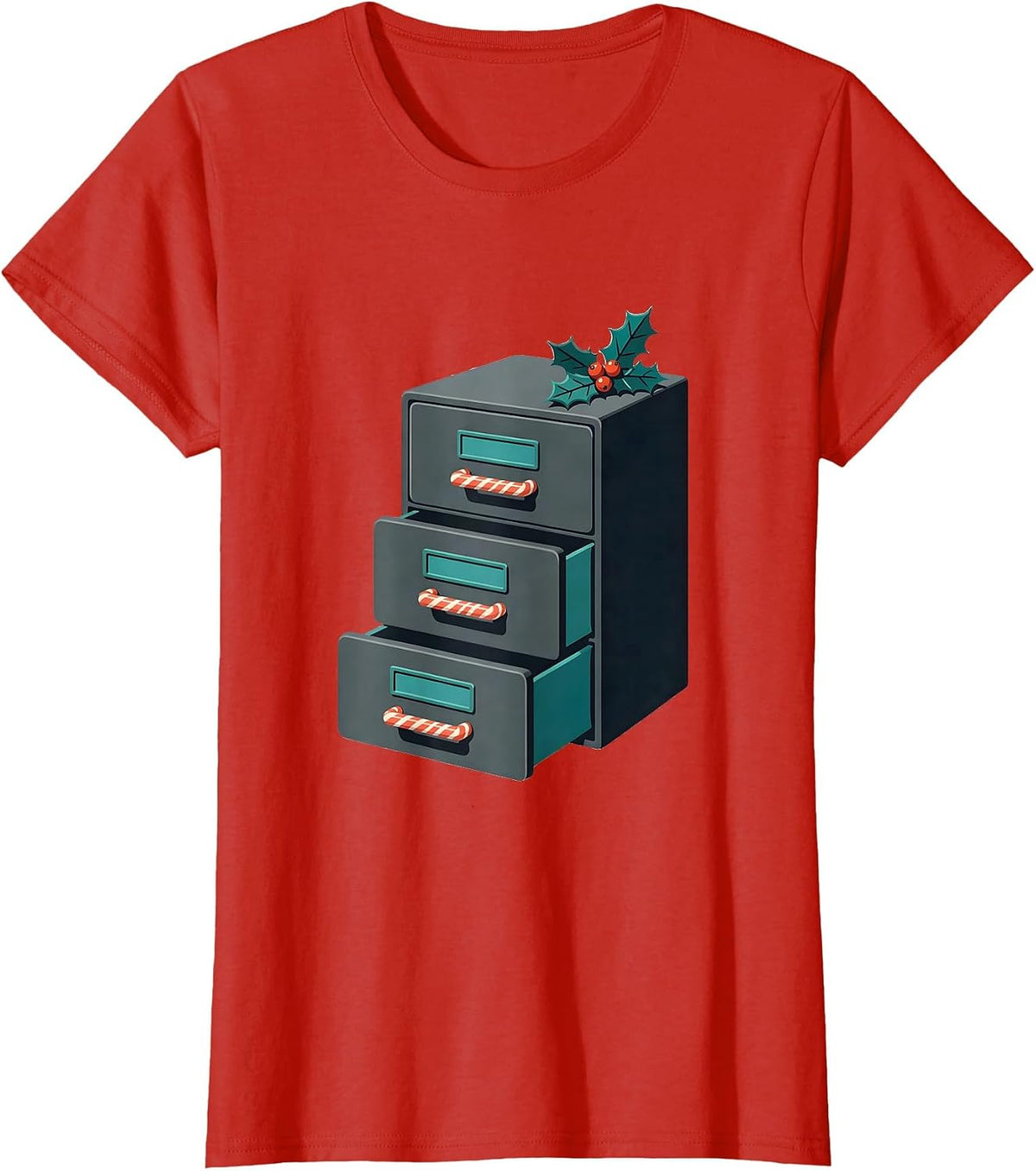 Women's Pharmacy Tech Squad Midcentury Modern Christmas T-Shirt - Red