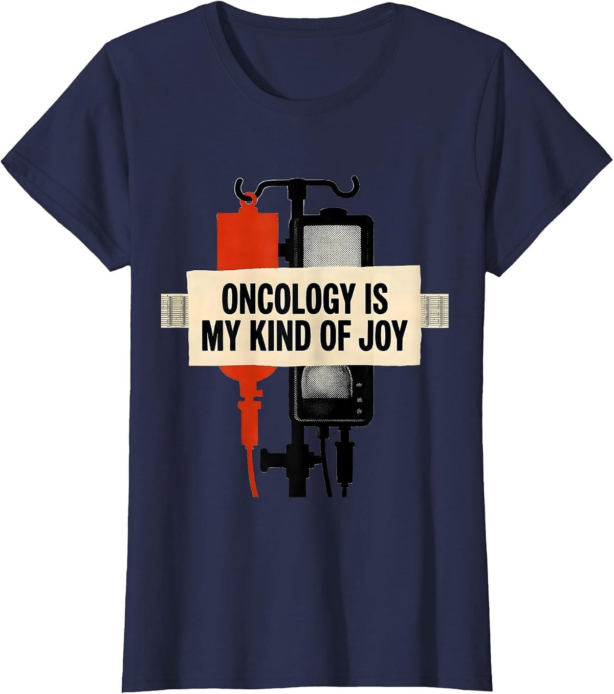 Women's Oncology Is My Kind of Joy Screenprint Nurse Appreciation T-Shirt - Navy Blue