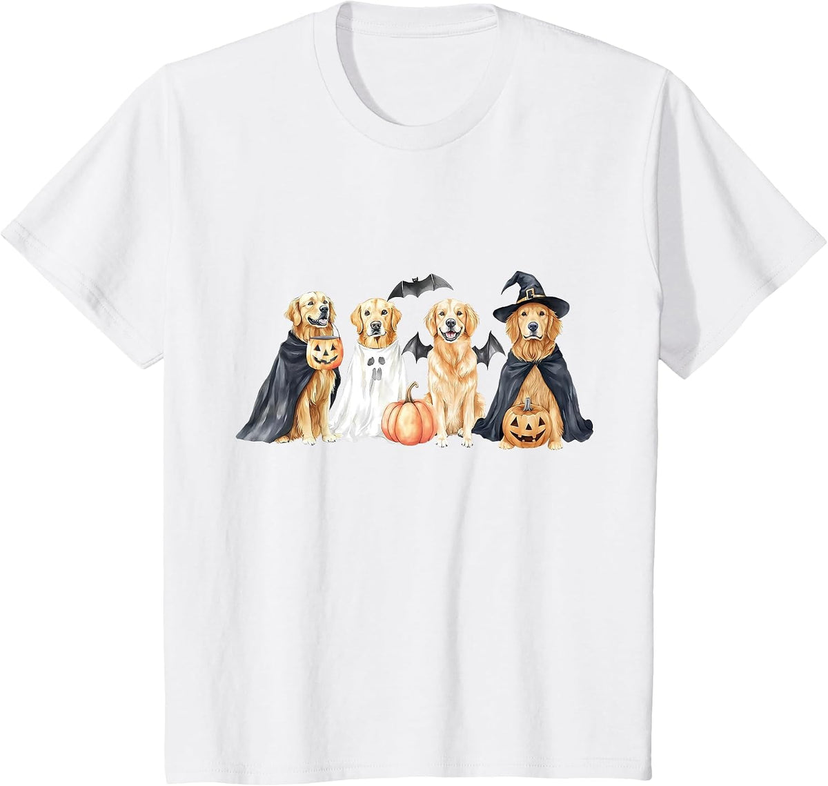 Golden Retriever Dogs Ghost Boo Witch Costume Halloween T-Shirt - White
