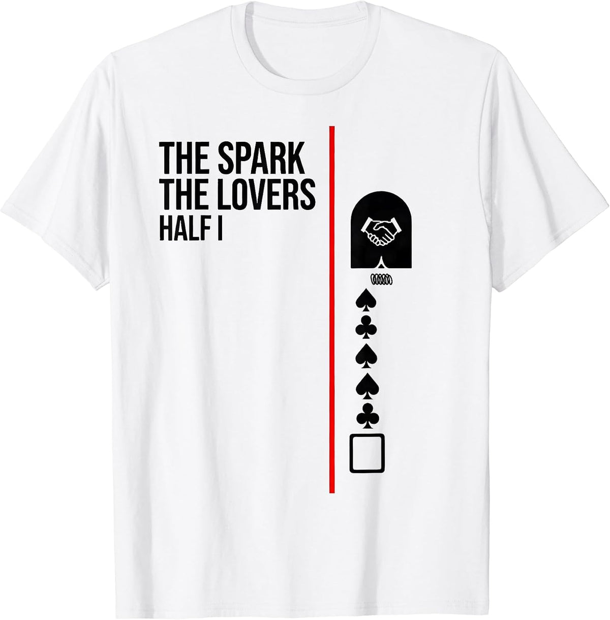 Men's THE SPARK THE LOVERS Half I Retro Horror Romance Valentine T-Shirt - White