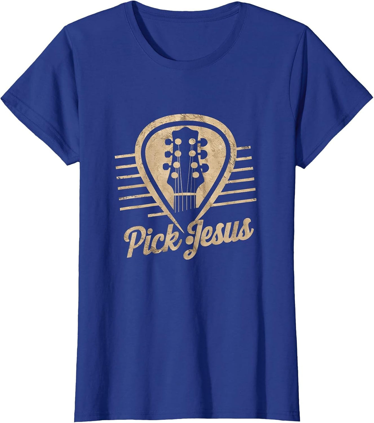 Jesus Music Pastor Happy Easter Day Guitar Pick T-Shirt - Royal Blue