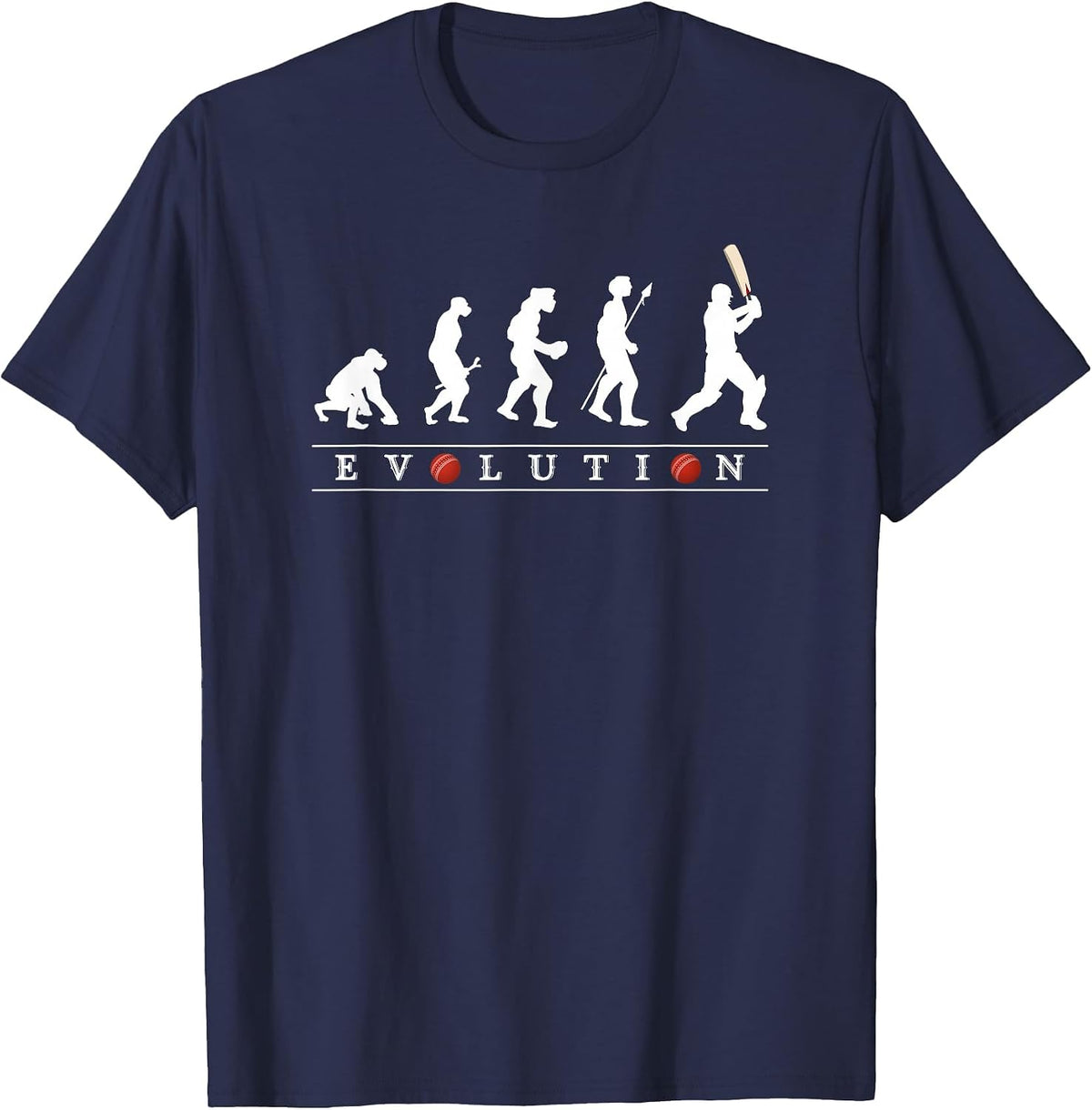 Funny Cricket Evolution T-Shirt - Navy Blue