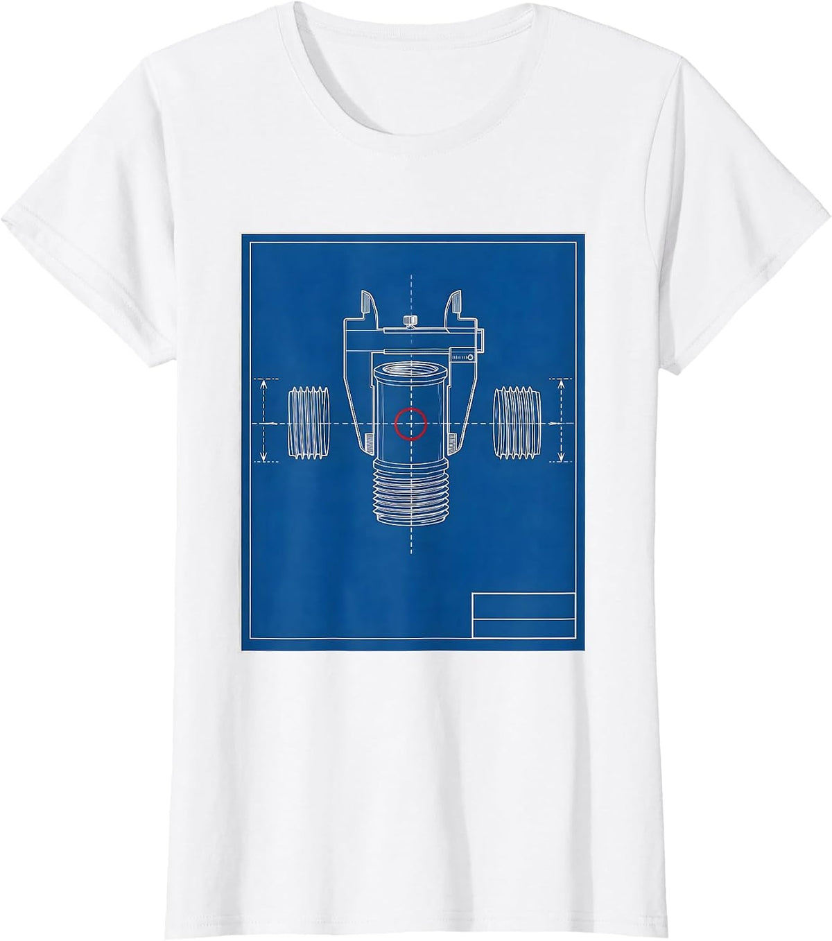 Women's Threaded Pipe Nipple Plumbing Trade Humor Blueprint T-Shirt - White