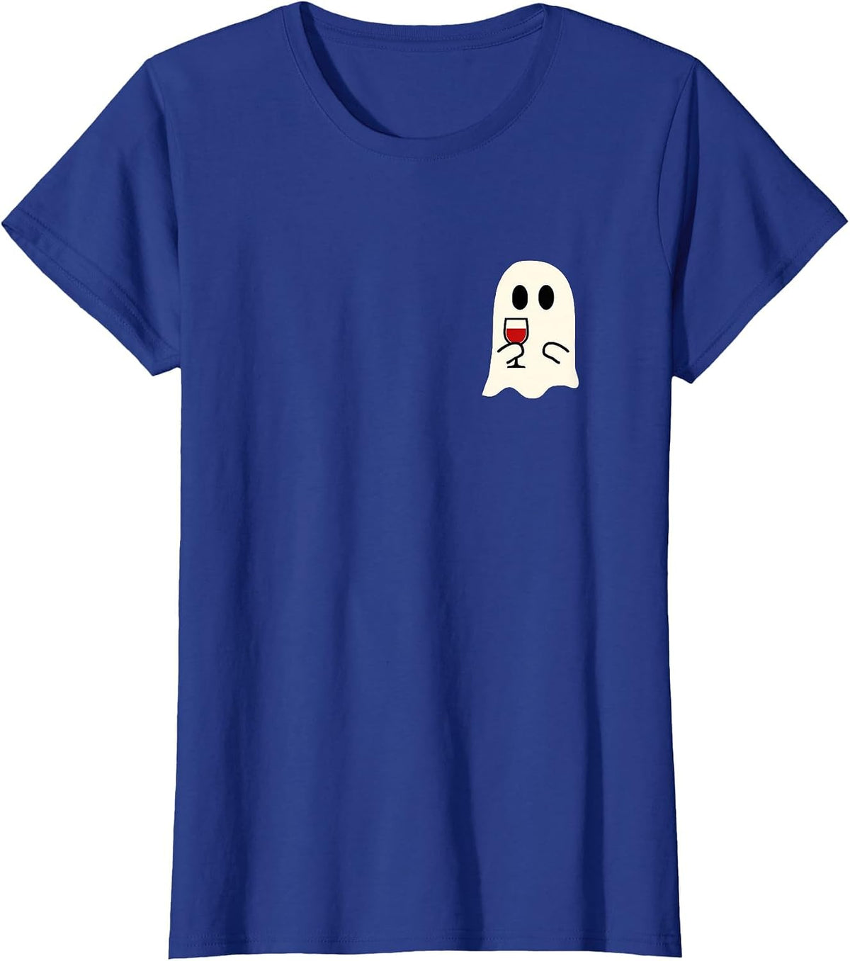 Cute Little Ghost Red Wine Glass Halloween T-Shirt - Royal Blue