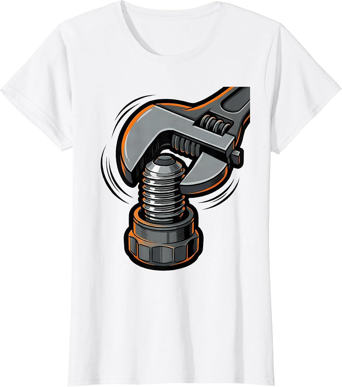 Women's Oversized Pipe Wrench Funny Plumber Gift T-Shirt - White