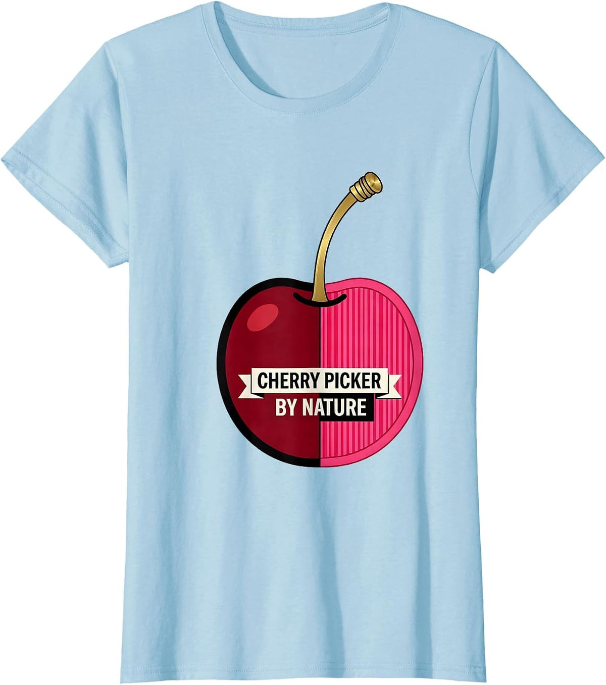 Women's Cherry Picker By Nature Fruit Lover Design T-Shirt - Baby Blue