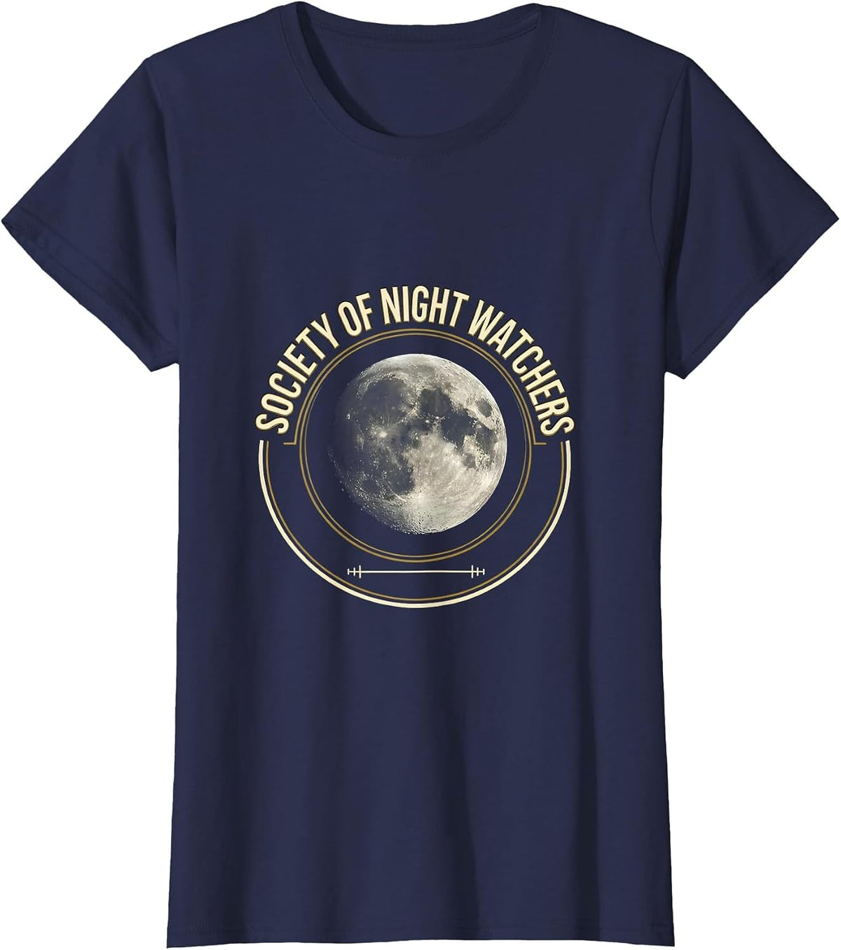 Women's Society of Night Watchers Celestial Moon Phase Science T-Shirt - Navy Blue
