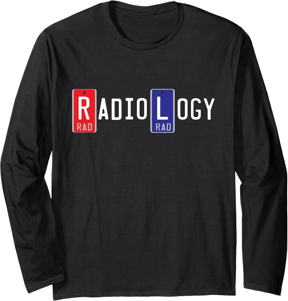 Radiology Markers X-Ray T-Shirt, Right Left Lead Marker Long Sleeve T-Shirt - Adult Unisex Black
