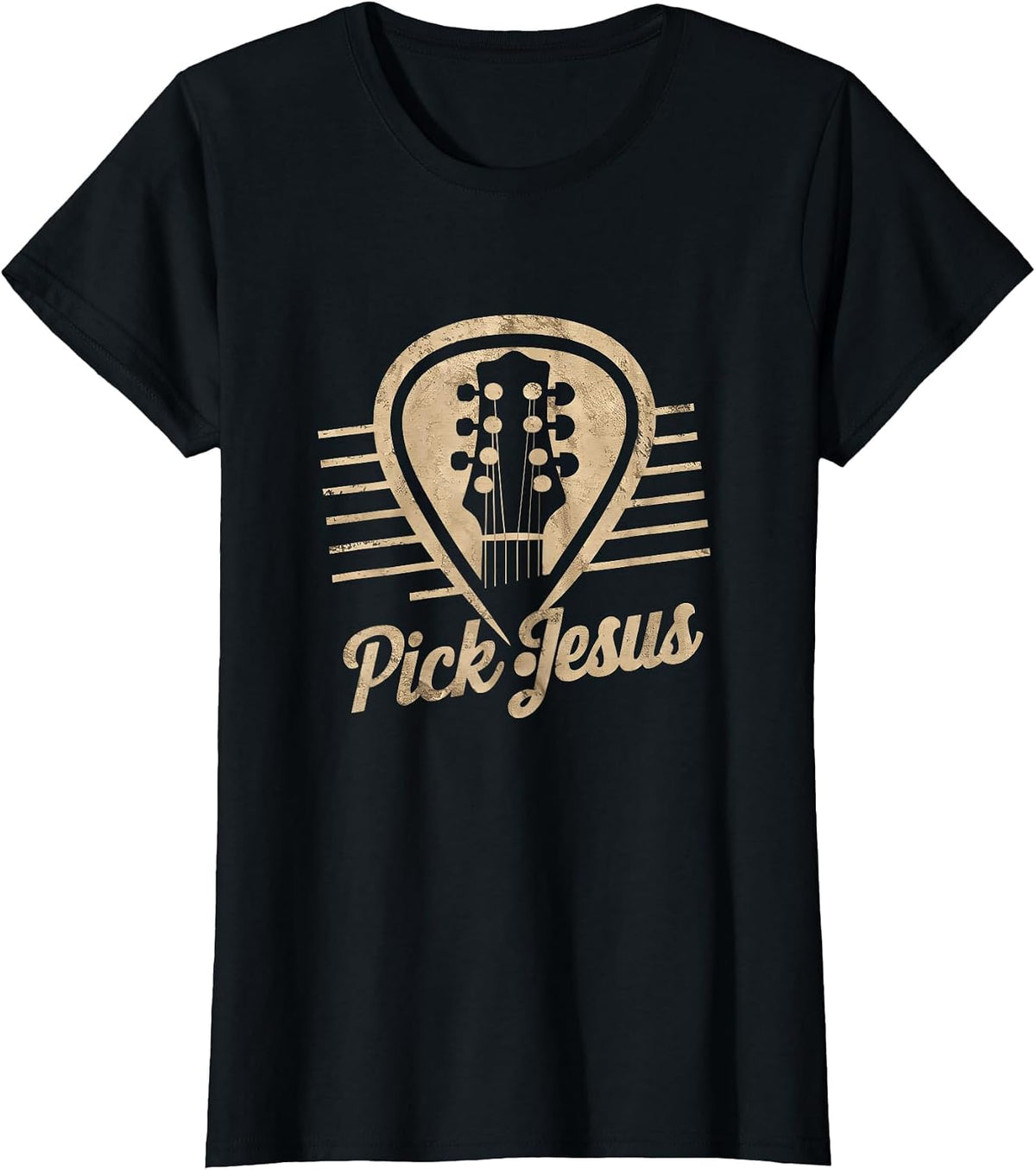 Jesus Music Pastor Happy Easter Day Guitar Pick T-Shirt - Black