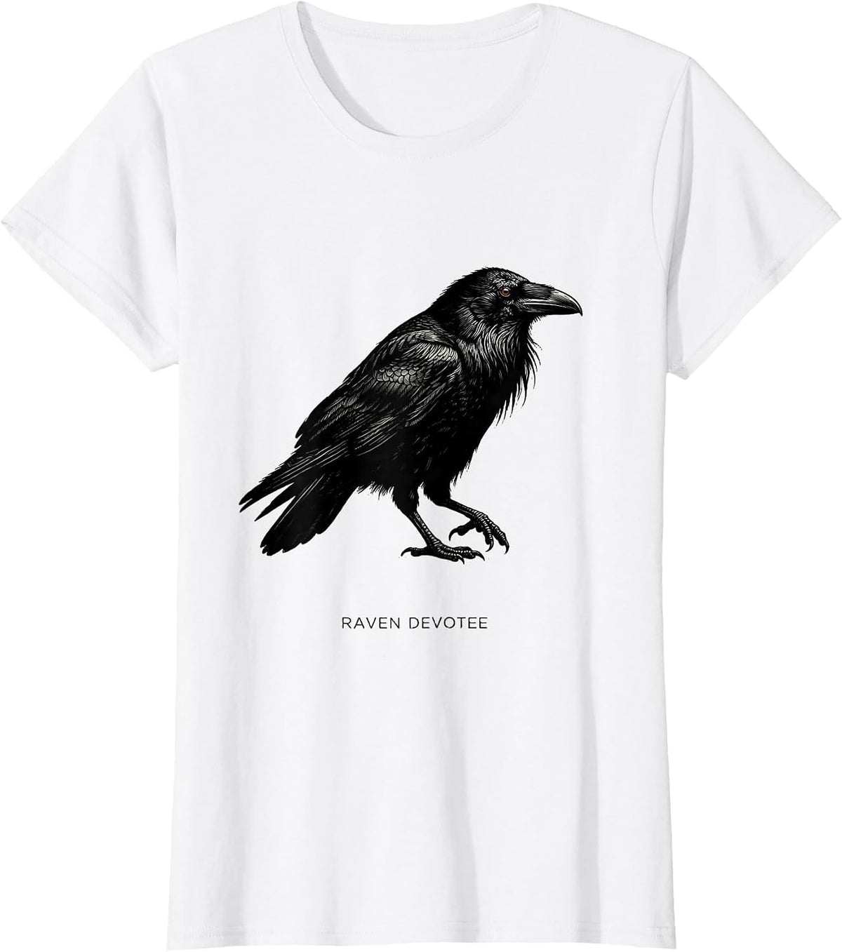 Raven Devotee Gothic Bird Art Crow Silhouette T-Shirt - White