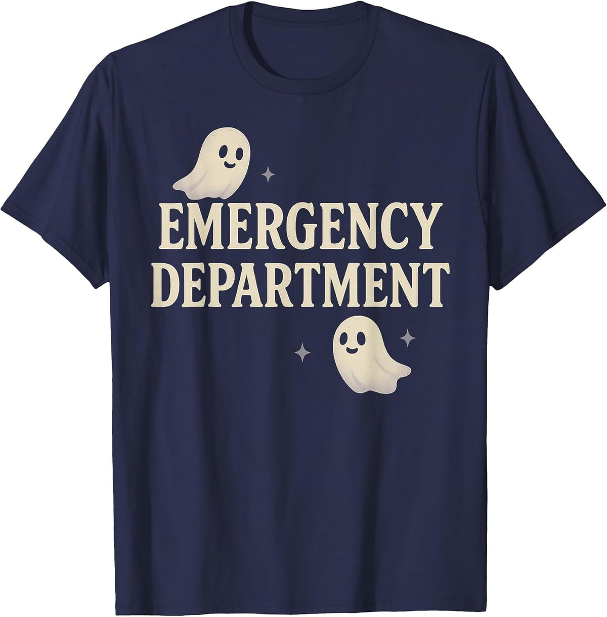ER Halloween Emergency Department Cute Ghost Design Spooky T-Shirt - Navy Blue