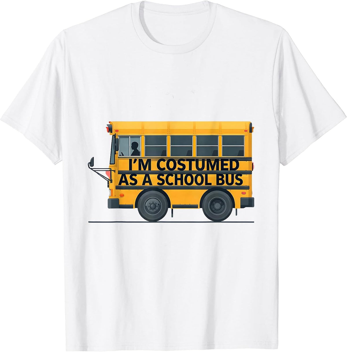 Men's I'm Costumed As A School Bus Funny Halloween Costume T-Shirt - White