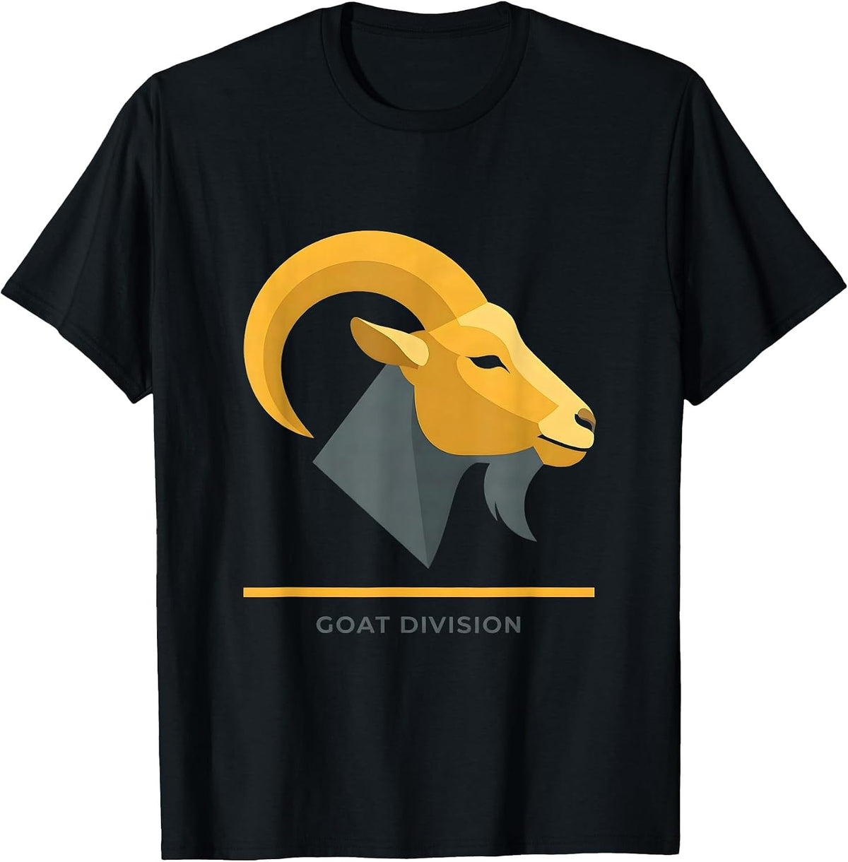 Men's Goat Division Flat Vector Animal Line Art Icon Outline Gift T-Shirt - Black