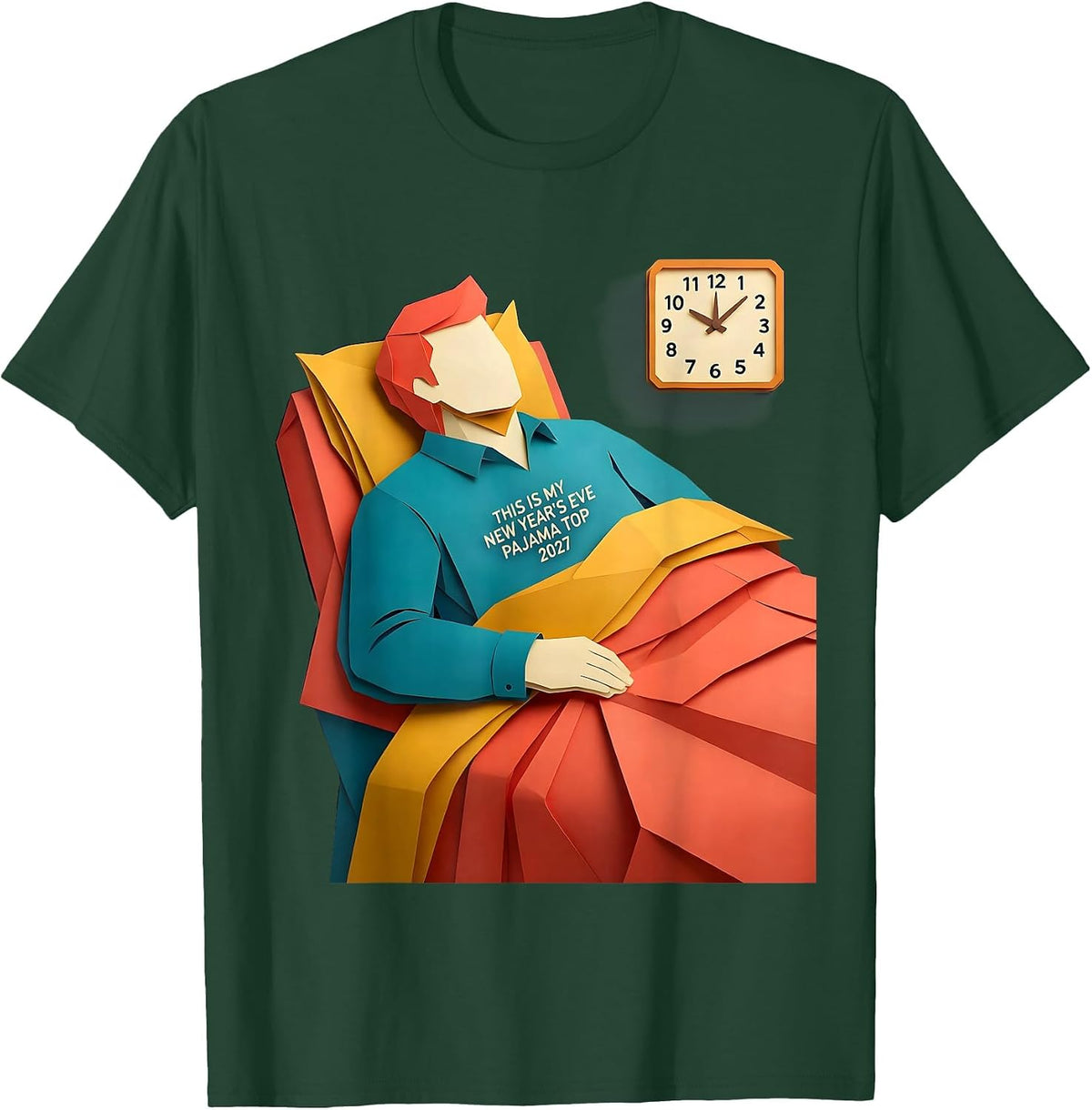 Men's This Is My New Year's Eve Pajama Top 2027 Party T-Shirt - Dark Green