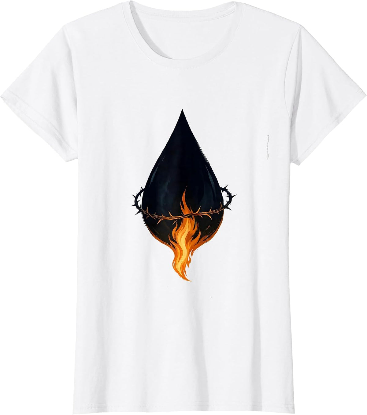 Falling Teardrop Flame Grunge Alt Streetwear Goth T-Shirt - White